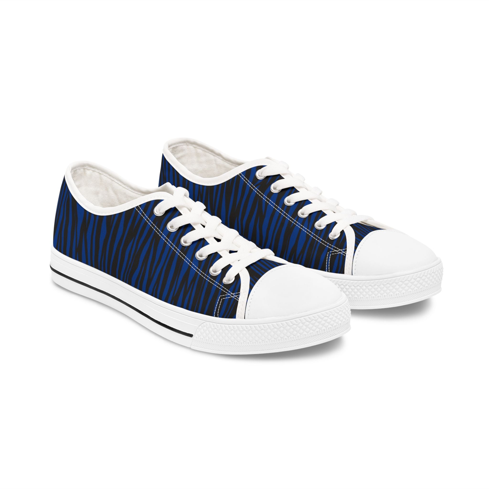 Blue Zebra Print Women's Low Top Sneakers | Trendy Casual Footwear